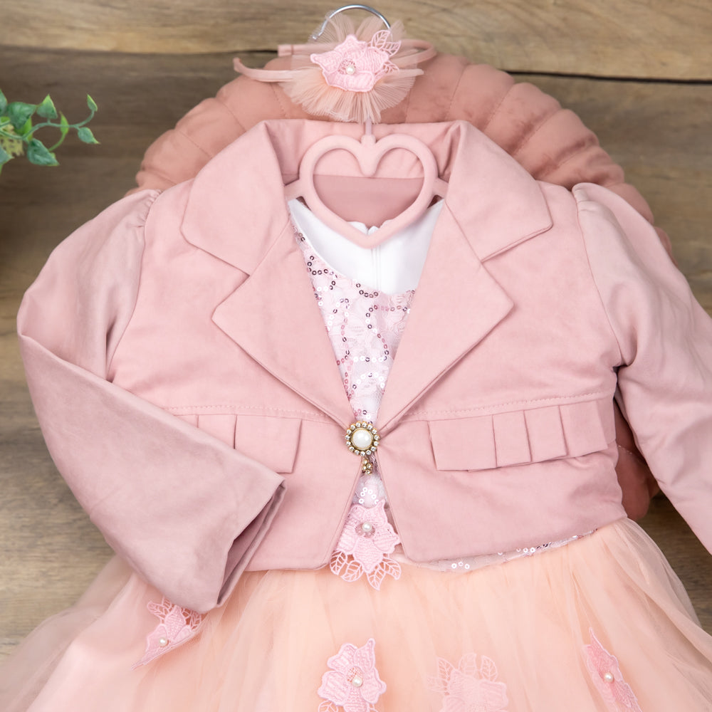 Rochie cu sacou si cordeluta Kembi Roz