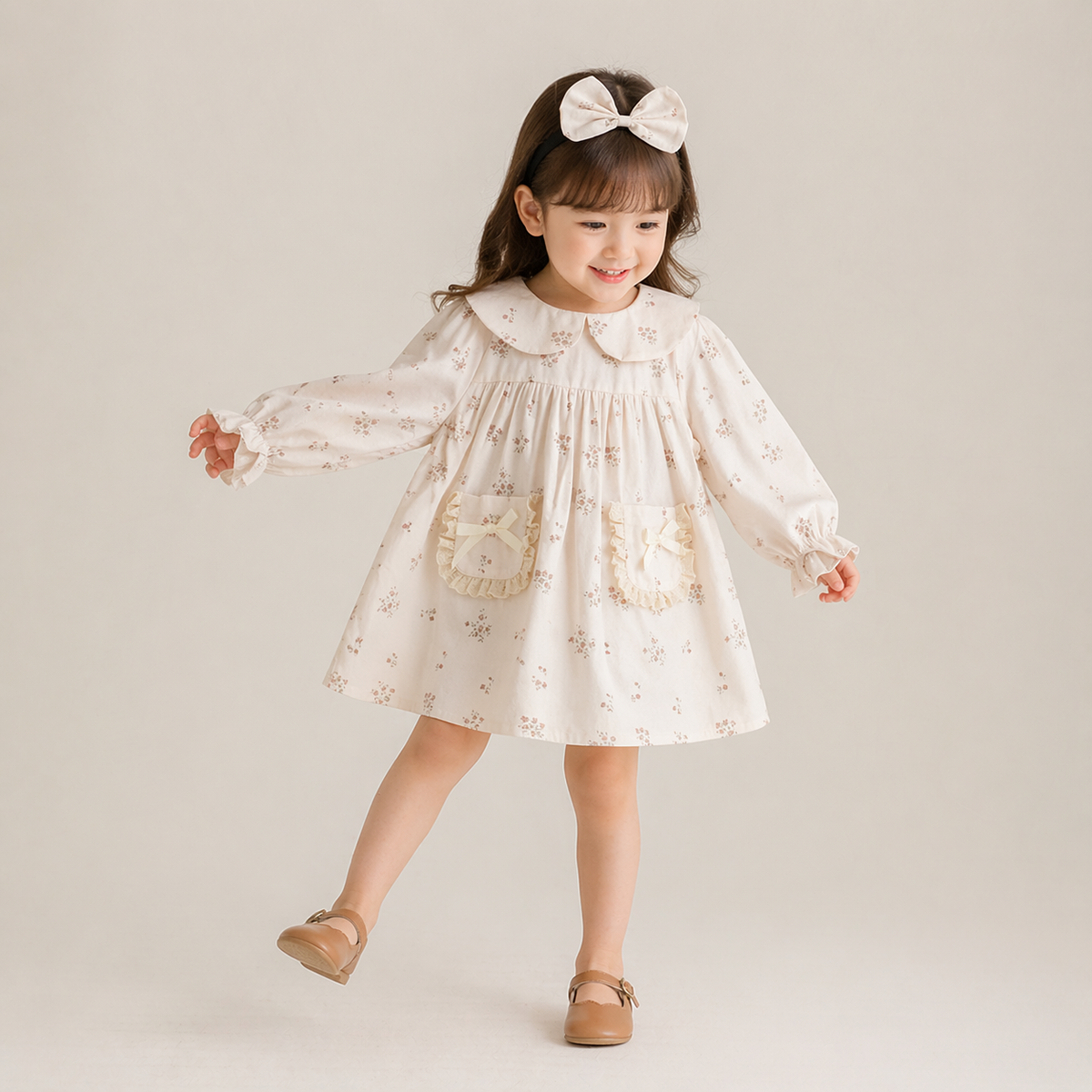 Rochie cu cordeluta Enara Crem