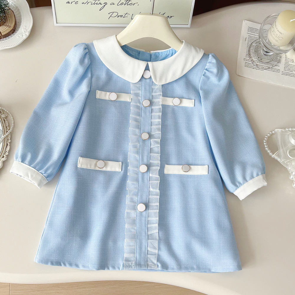 Rochie cu detalii Evira Albastru Deschis