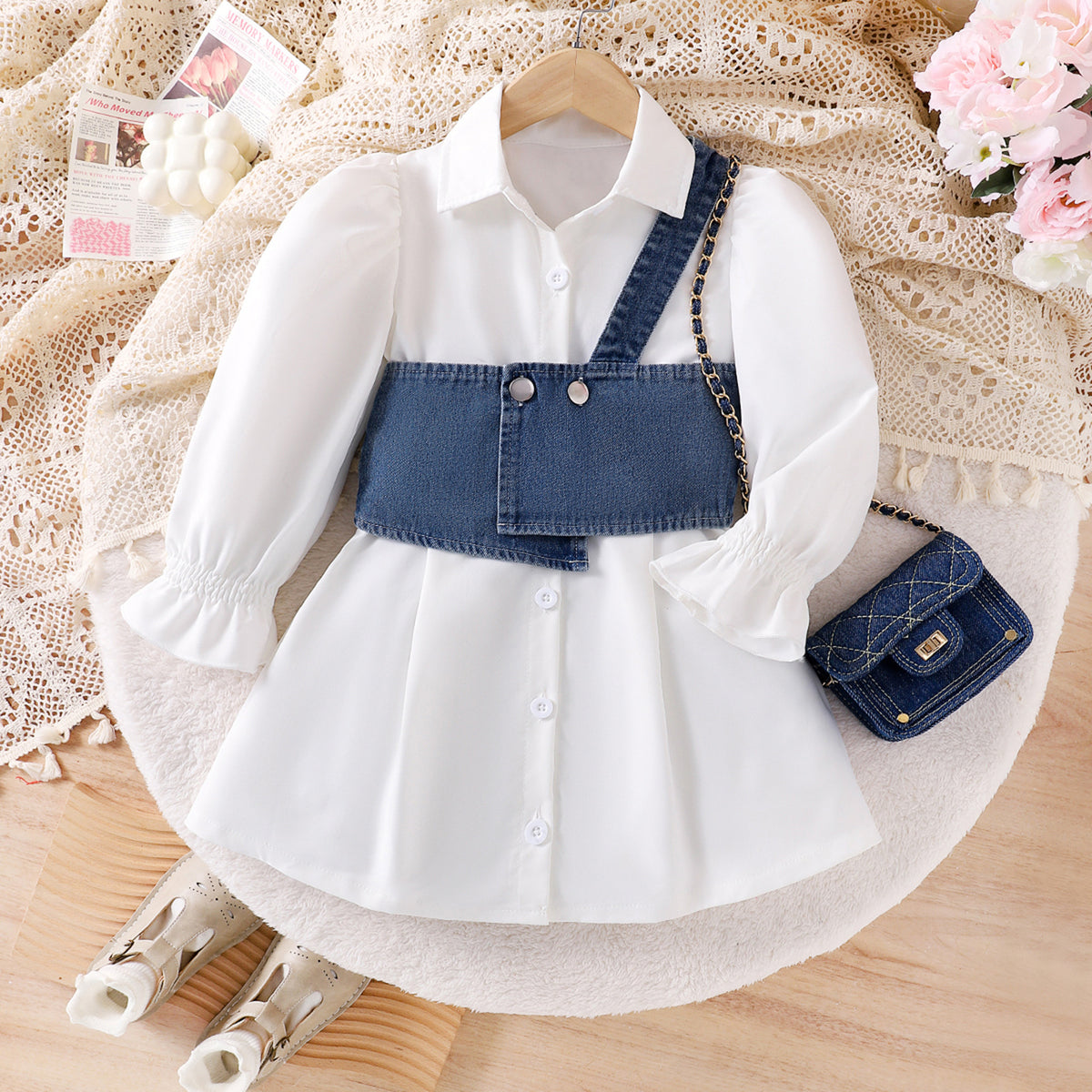 Rochie tip camasa cu vesta Kriva