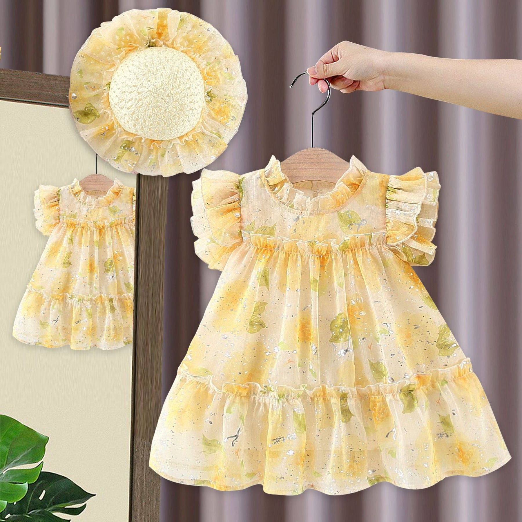 Rochie cu palarie Emasa Galben