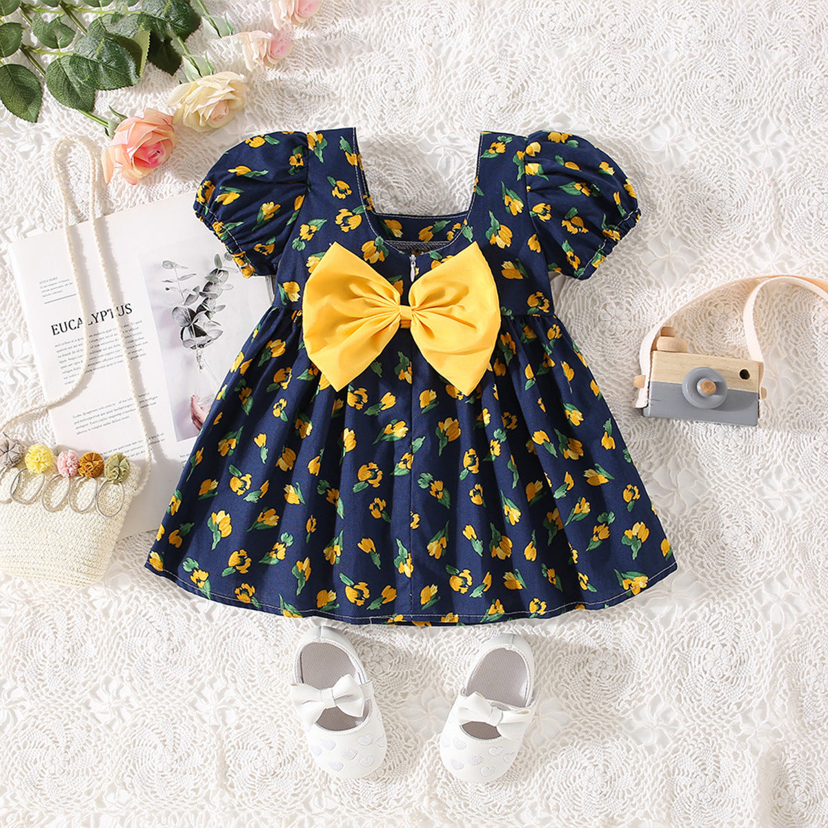 Rochie cu detalii Cazra Bleumarin