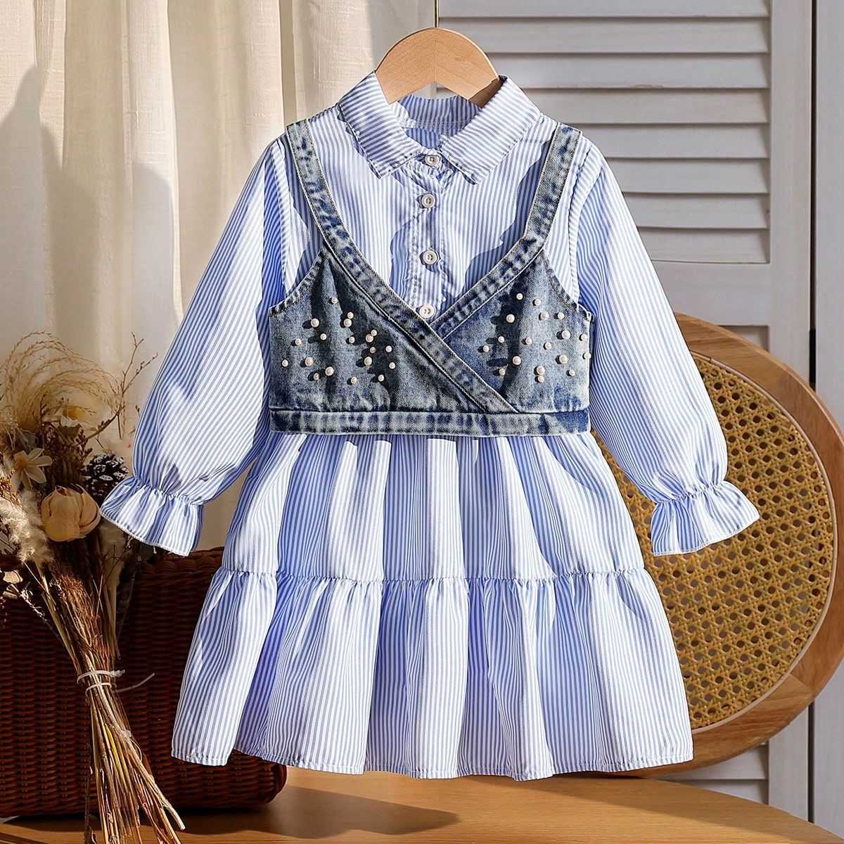 Rochie tip camasa cu vesta Zaria Albastru