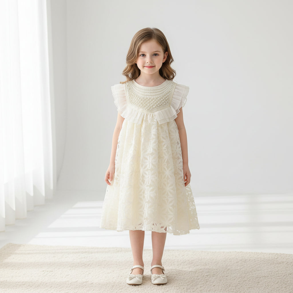 Rochie cu detalii Reliny Crem