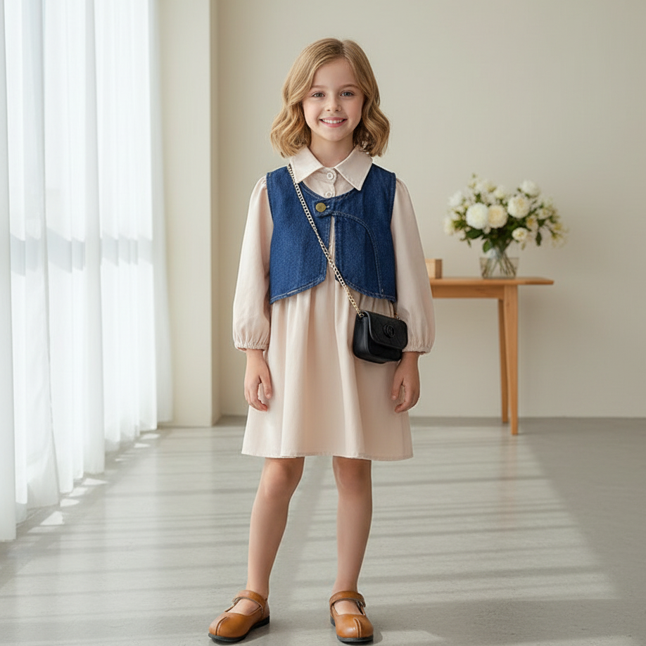 Rochie cu vesta Adira Crem