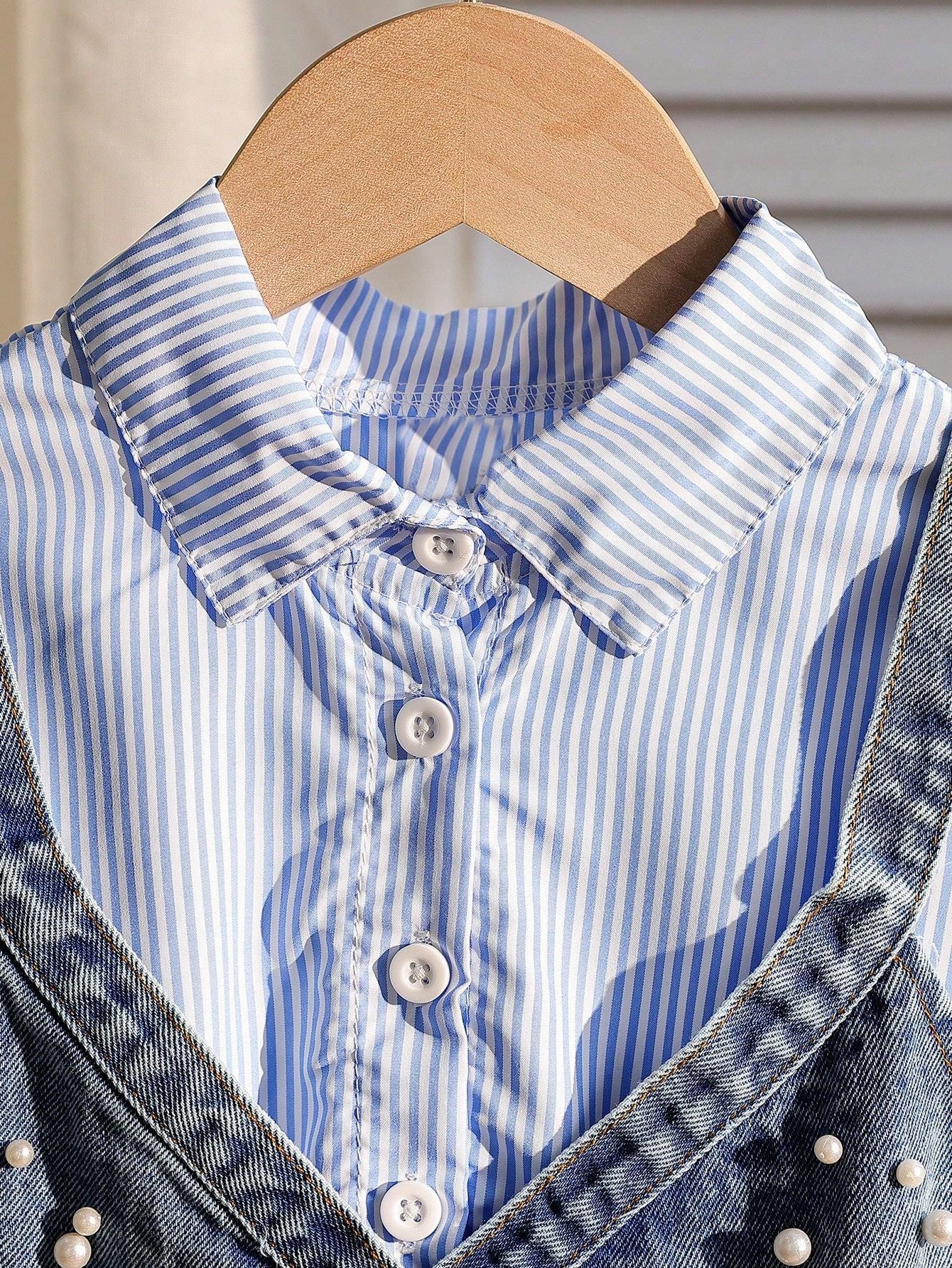 Rochie tip camasa cu vesta Zaria Albastru