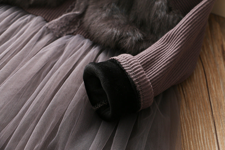 Rochie plusata pe interior Rayna Gri