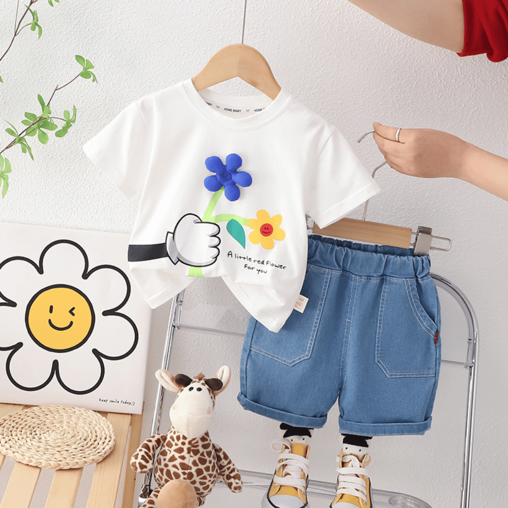 Set din doua piese Little Flower Alb