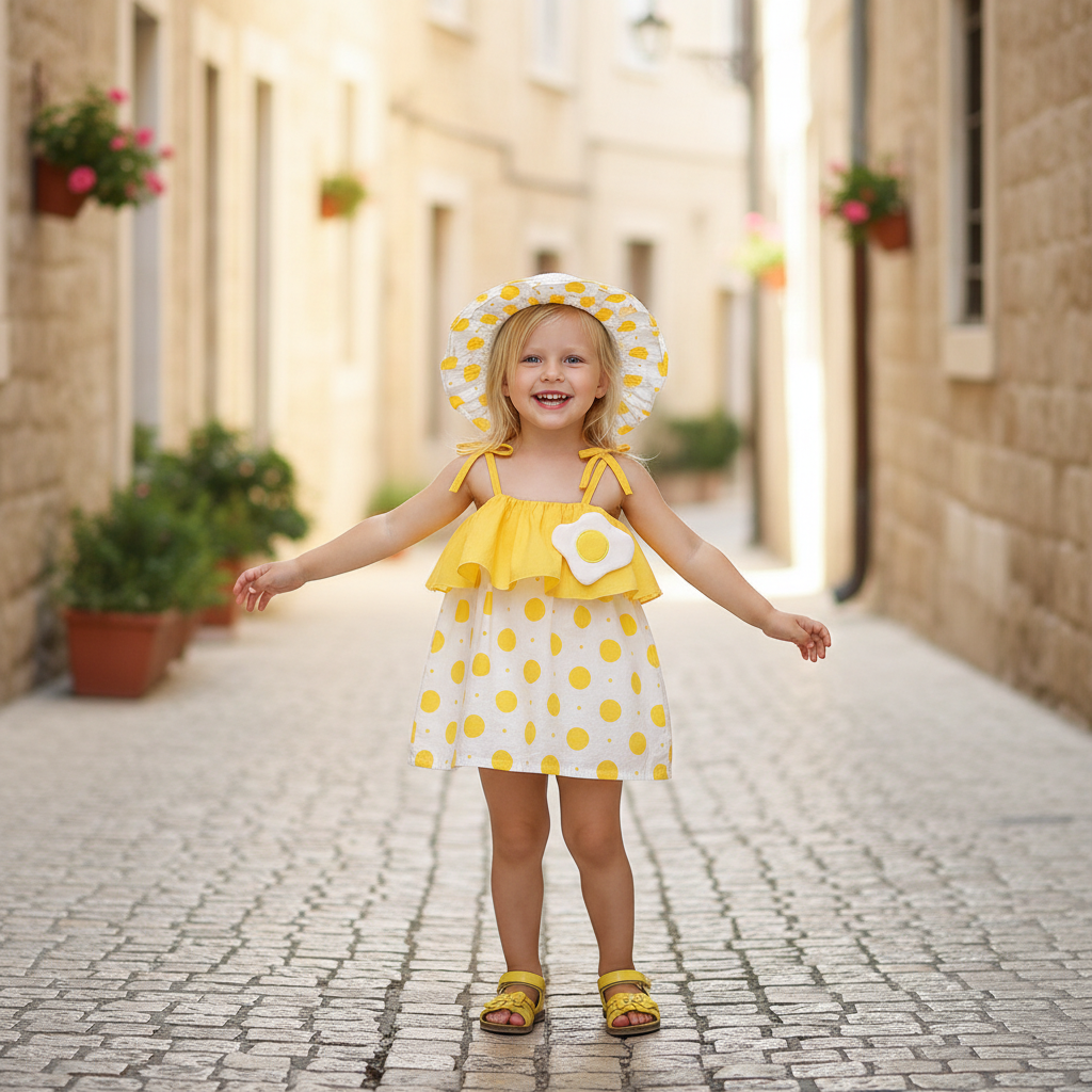Rochie cu palarie Flario Galben