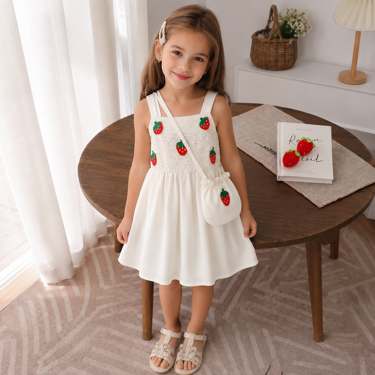 Rochie cu posetuta Kanaer Crem