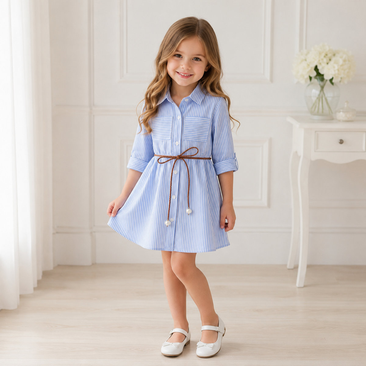 Rochie tip camasa Arlyna Albastru