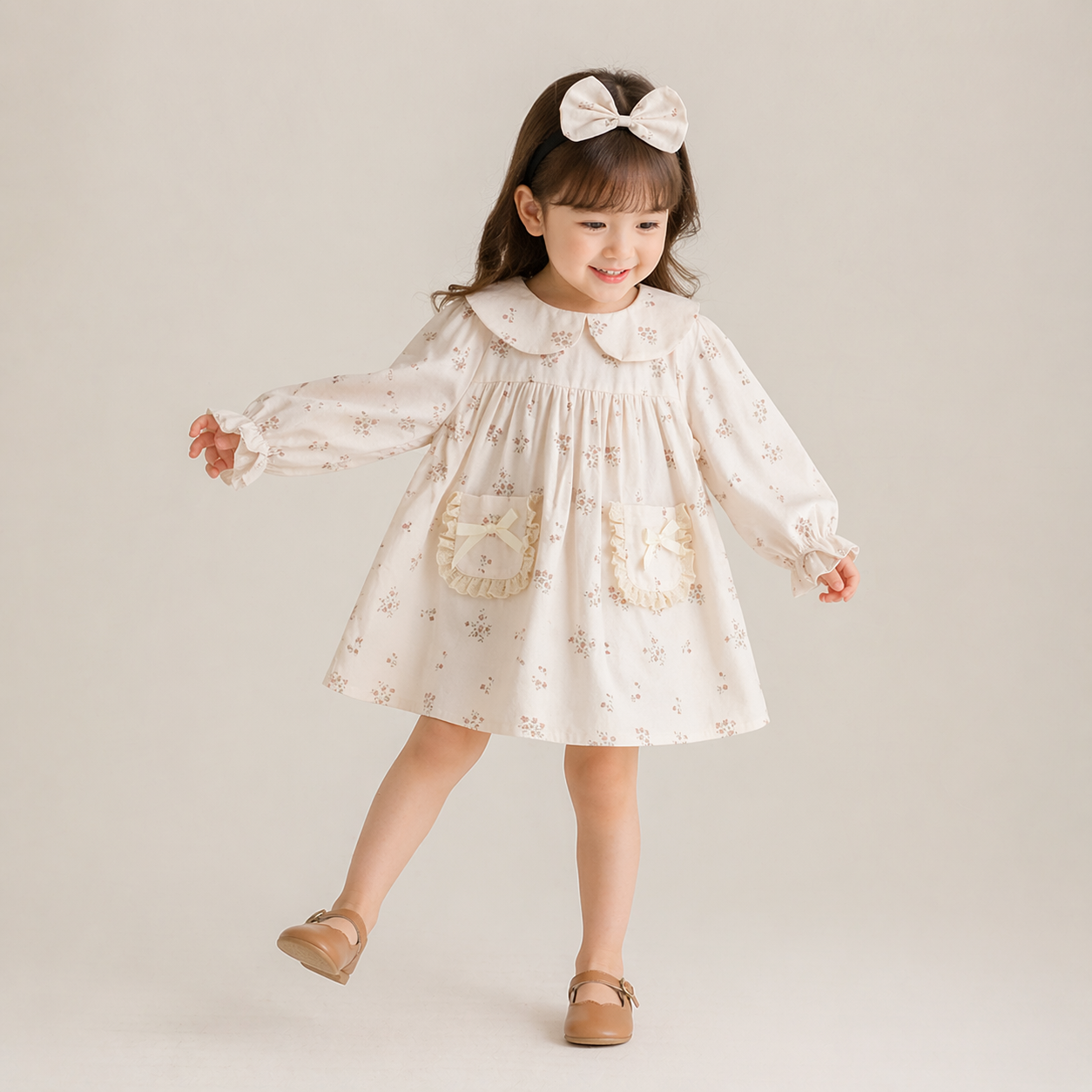 Rochie cu cordeluta Enara Crem