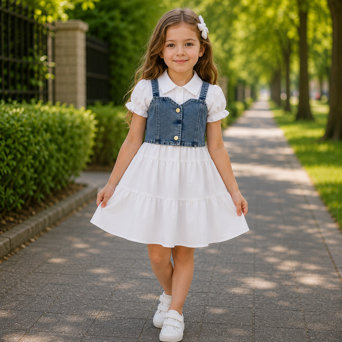 Rochie tip camasa cu vesta Jane Alb
