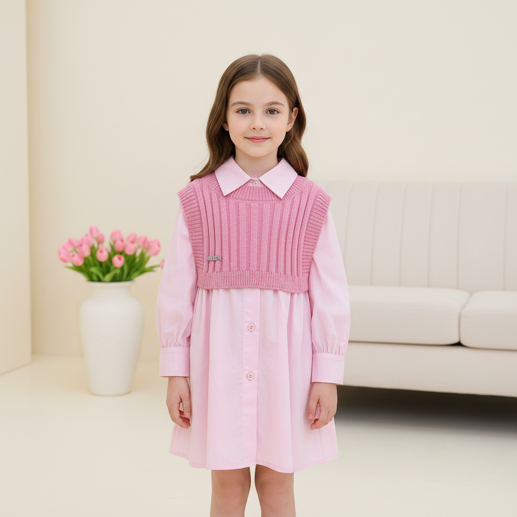 Rochie cu vesta Zinaia Roz