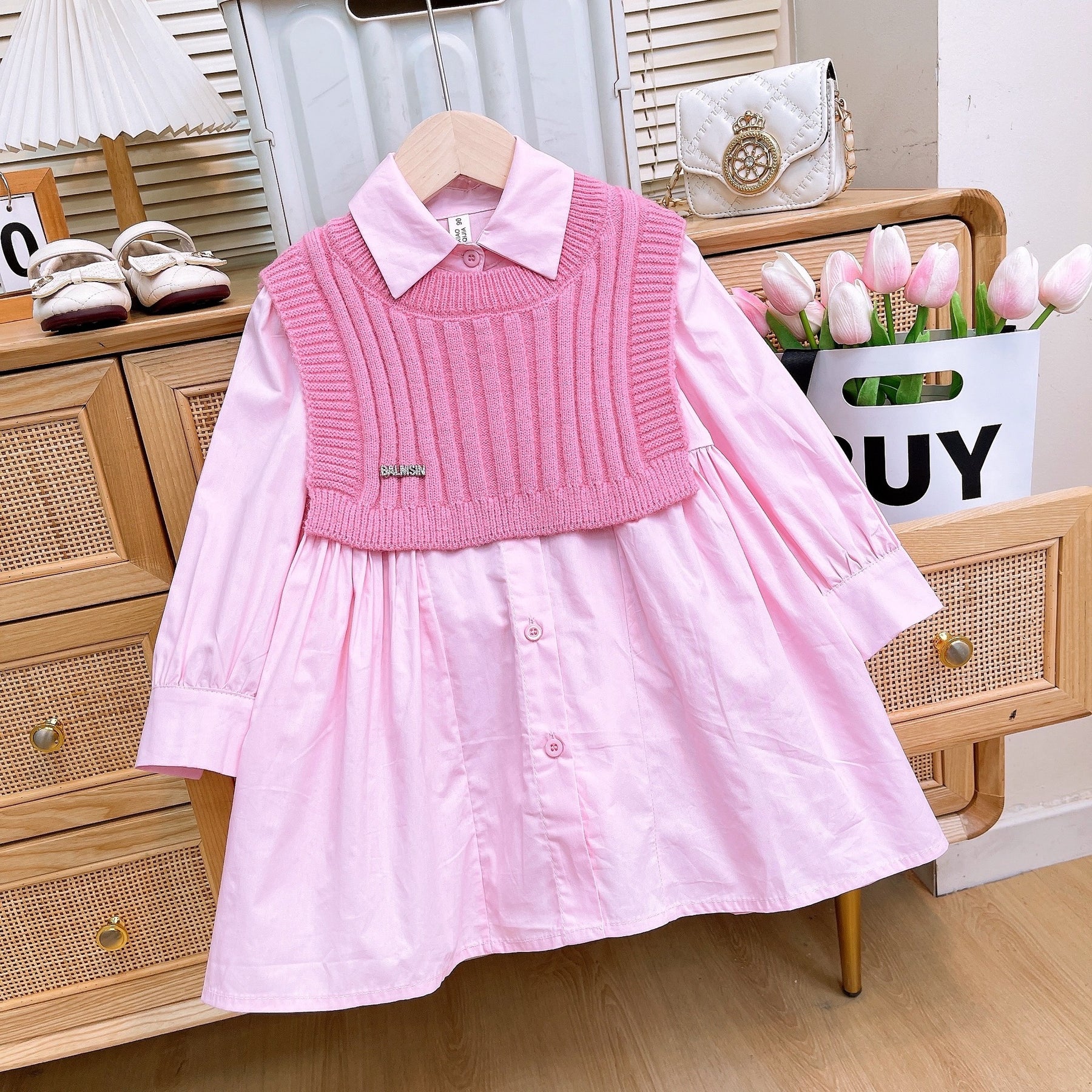 Rochie cu vesta Zinaia Roz