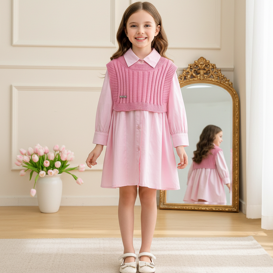 Rochie cu vesta Zinaia Roz