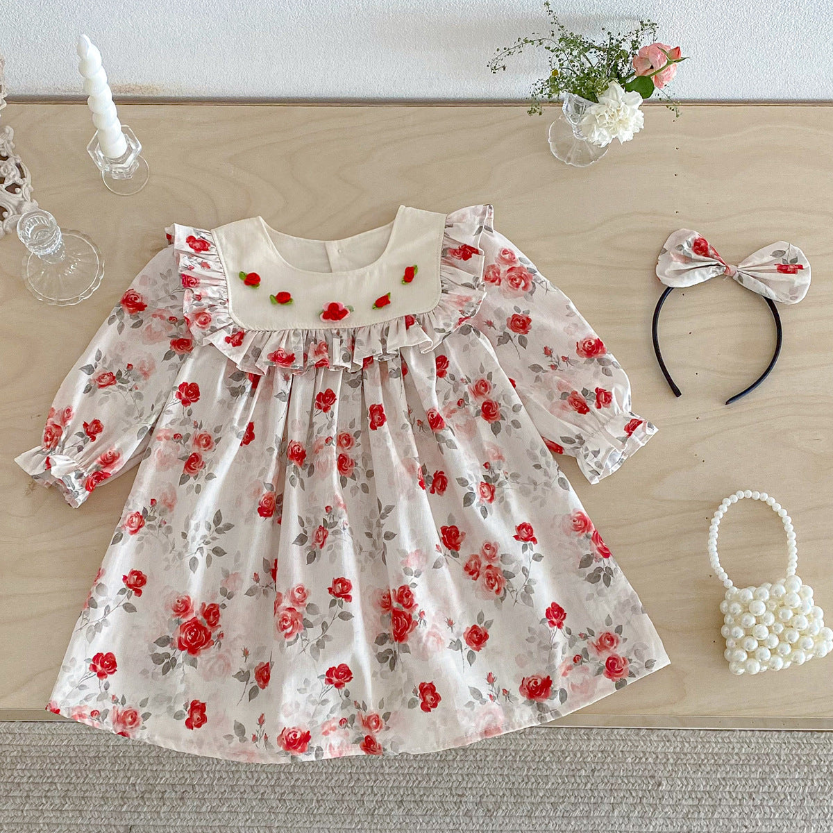 Rochie cu cordeluta Ikena Rosu