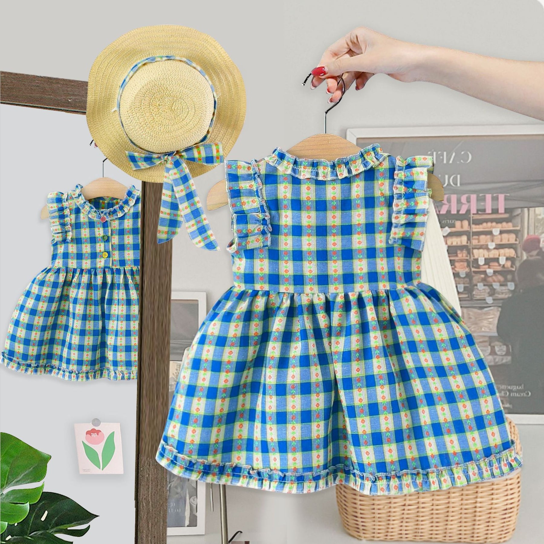 Rochie cu palarie Poleny Albastru