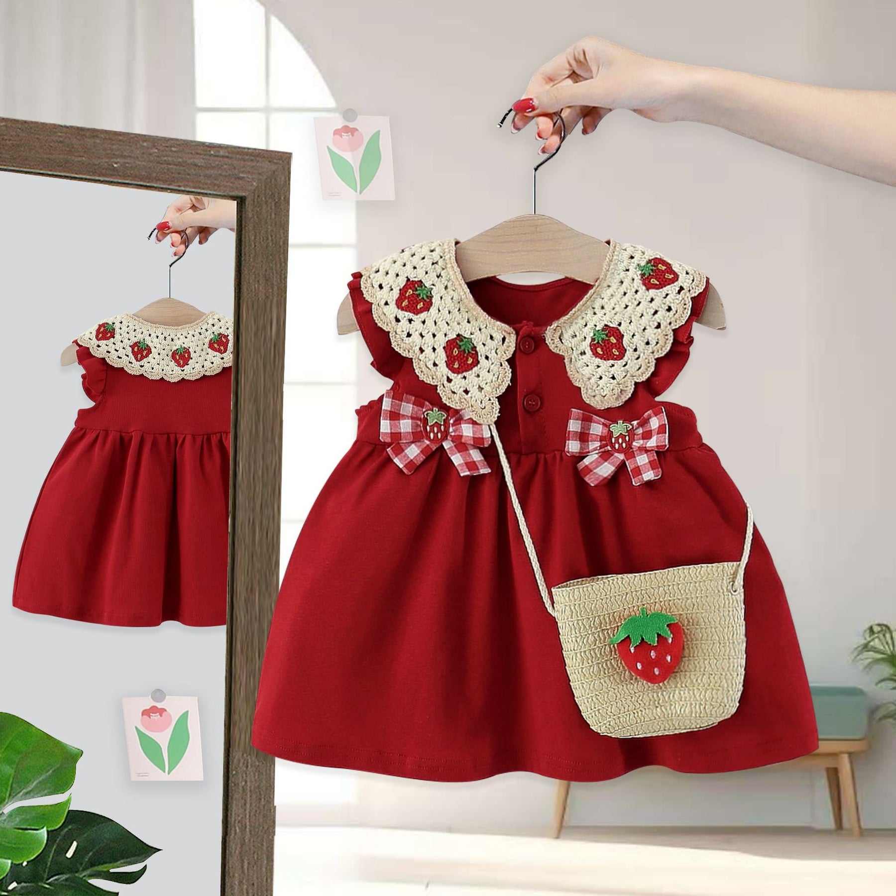 Rochie cu posetuta Elunova Rosu