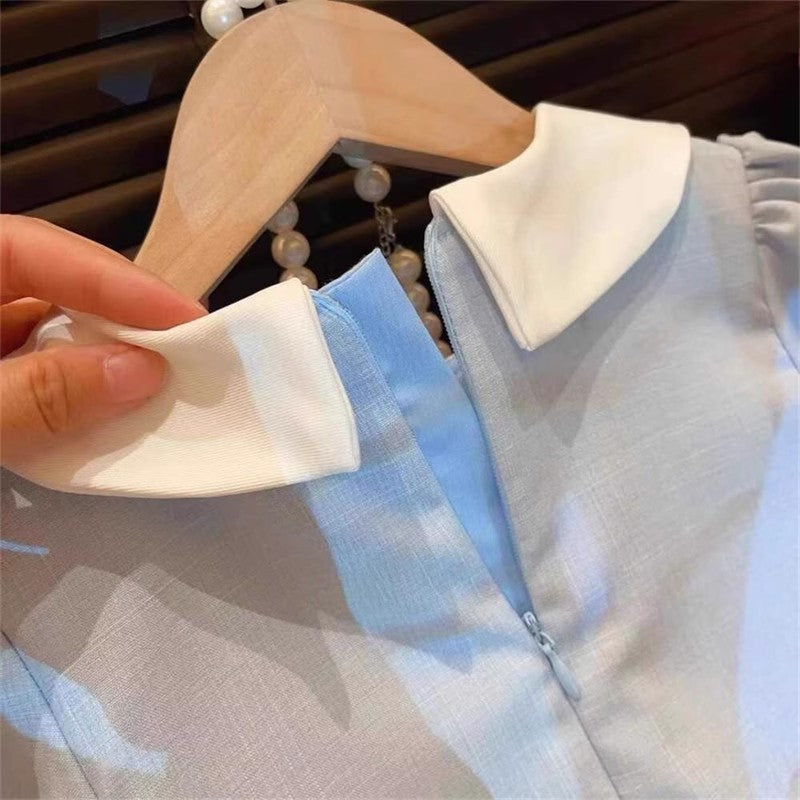 Rochie cu detalii Evira Albastru Deschis