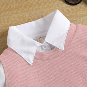 Rochie tip camasa cu vesta Elesy Alb