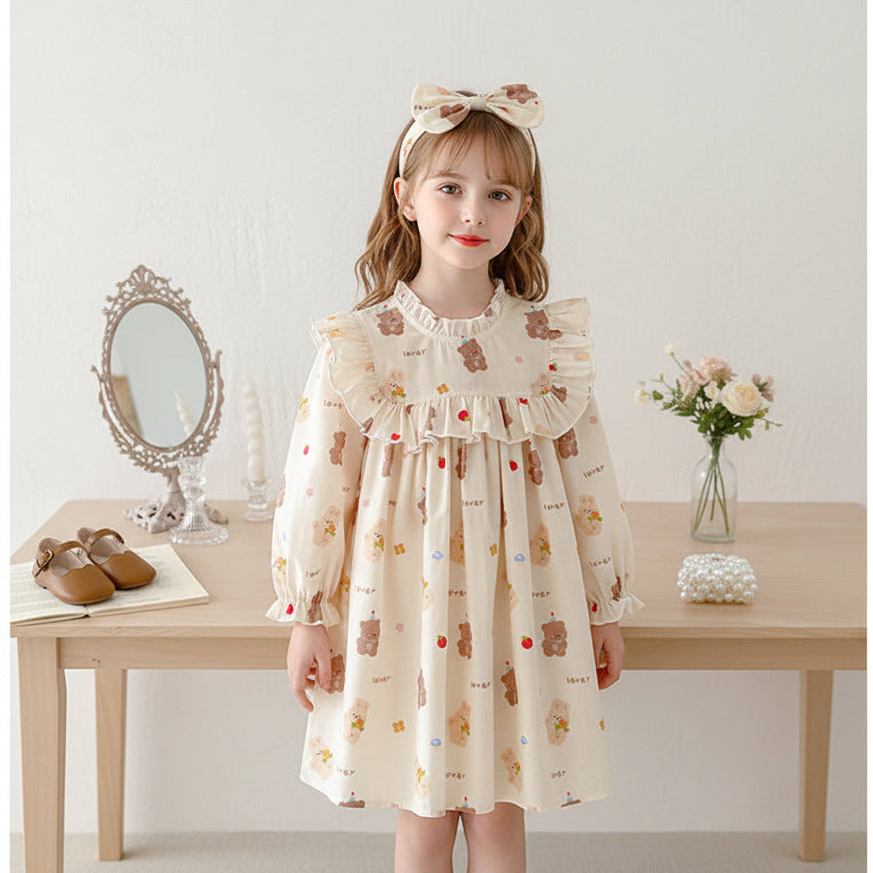 Rochie cu cordeluta Lelora Crem