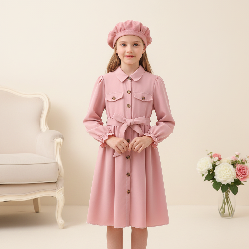 Rochie cu bereta Ylvore Roz