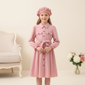 Rochie cu bereta Ylvore Roz