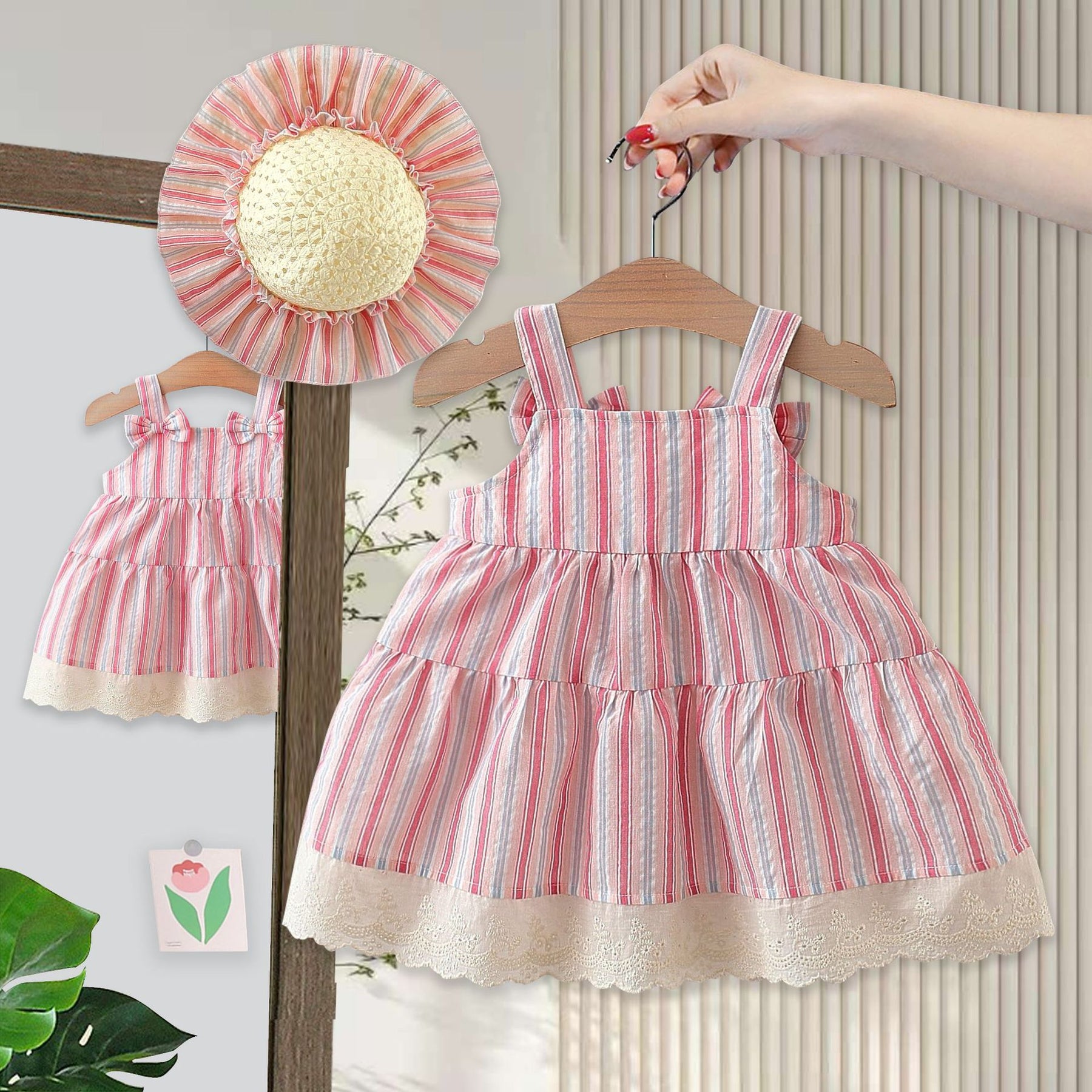 Rochie cu palarie Solvani Roz