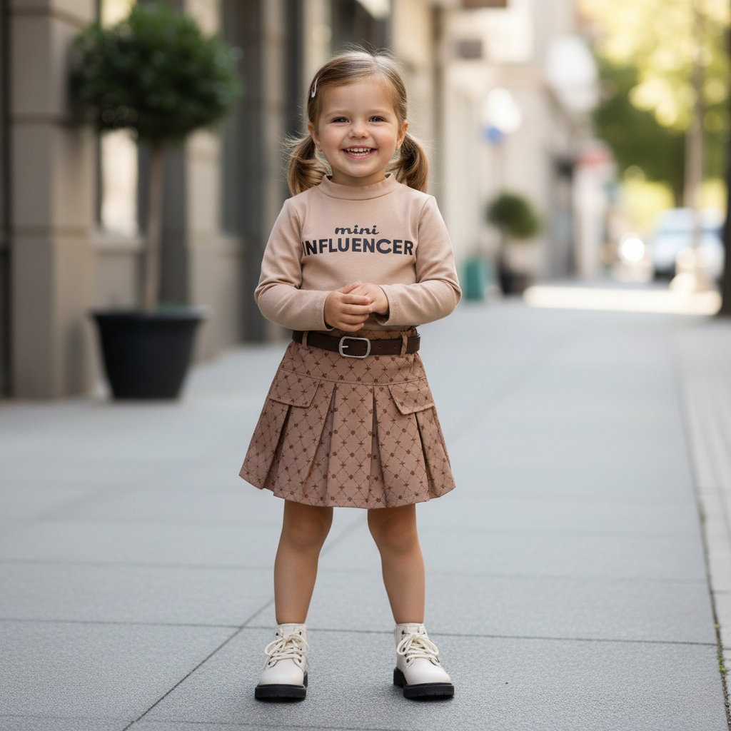 Set din doua piese Mini Influencer Maro