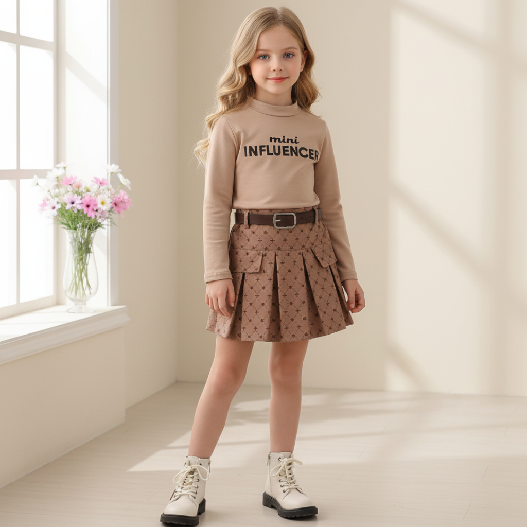 Set din doua piese Mini Influencer Maro