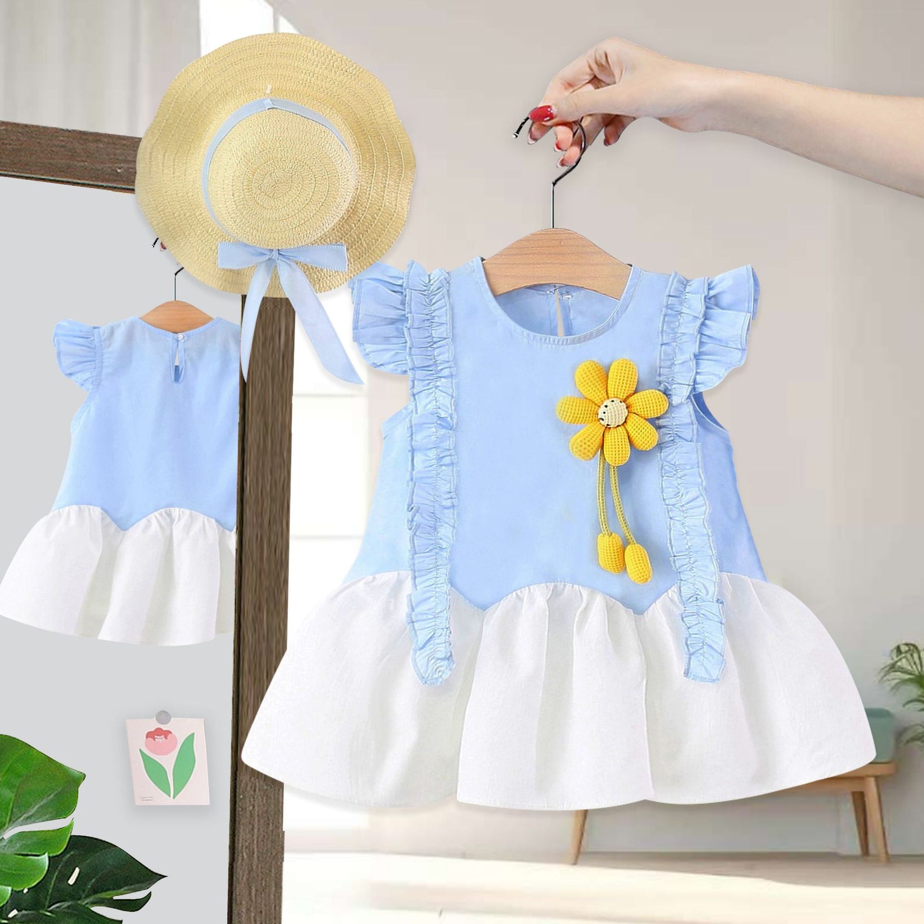 Rochie cu palarie Xori Albastru