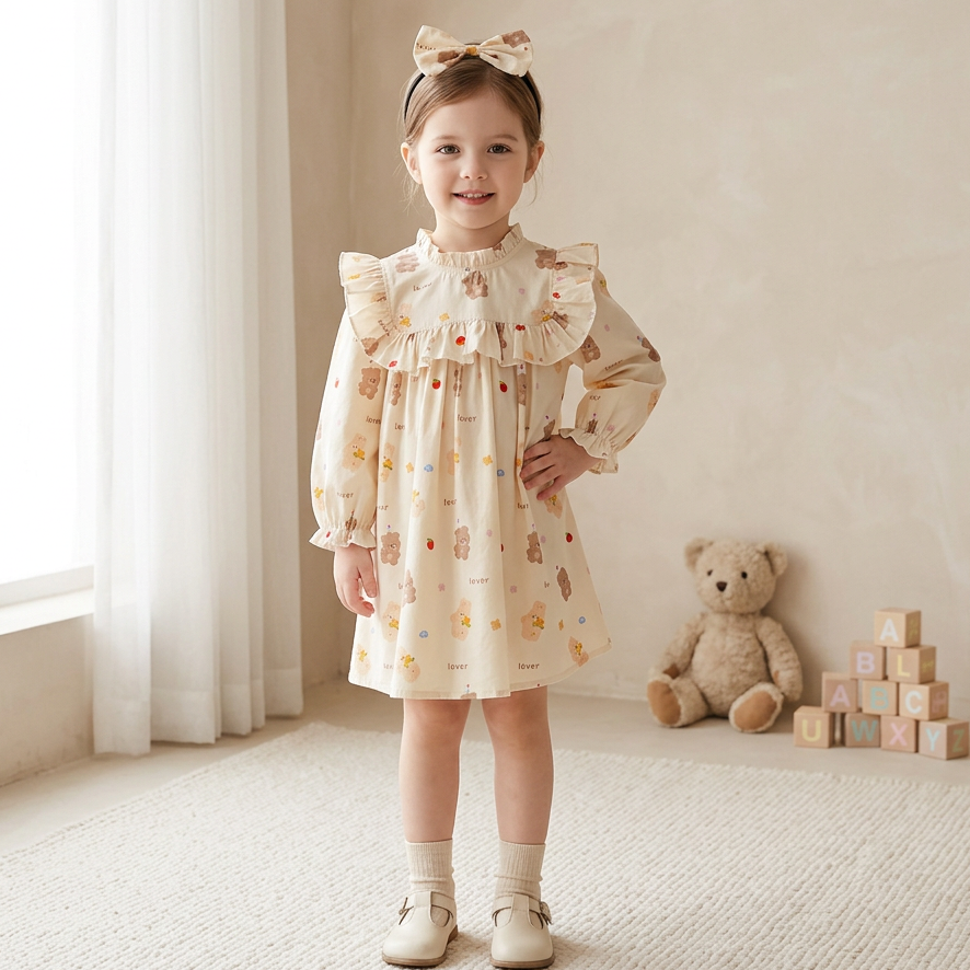 Rochie cu cordeluta Lelora Crem