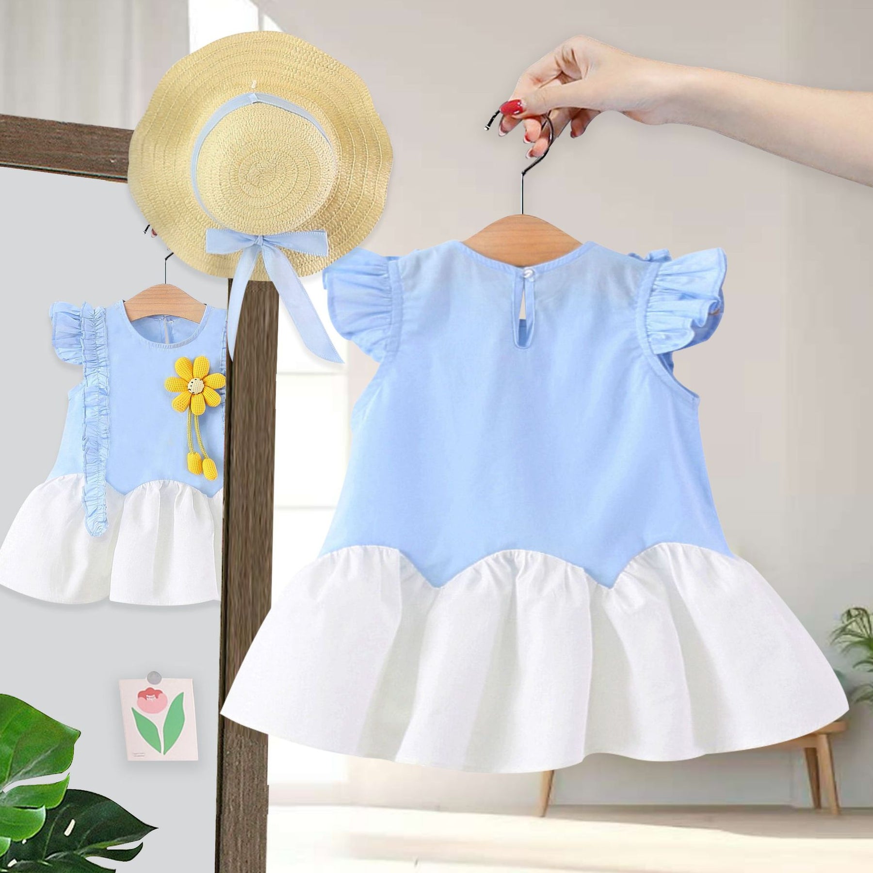 Rochie cu palarie Xori Albastru