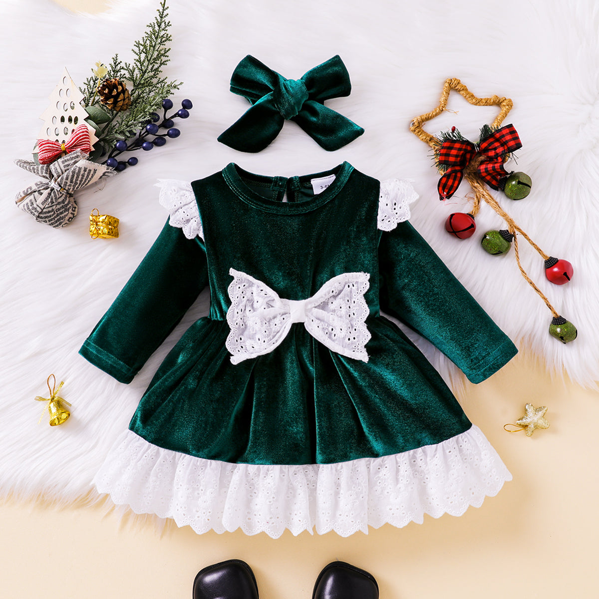 Rochie festiva cu bentita Nicole Verde