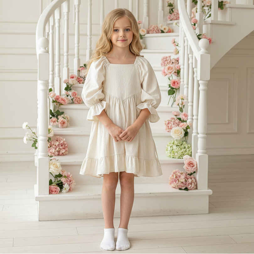 Rochie cu detalii Leeya Crem