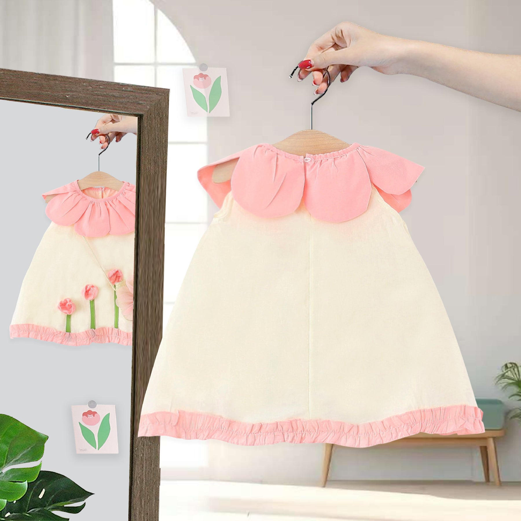 Rochie cu posetuta Kidavo Crem