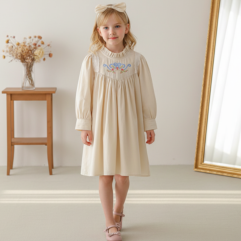 Rochie cu cordeluta Idina Crem
