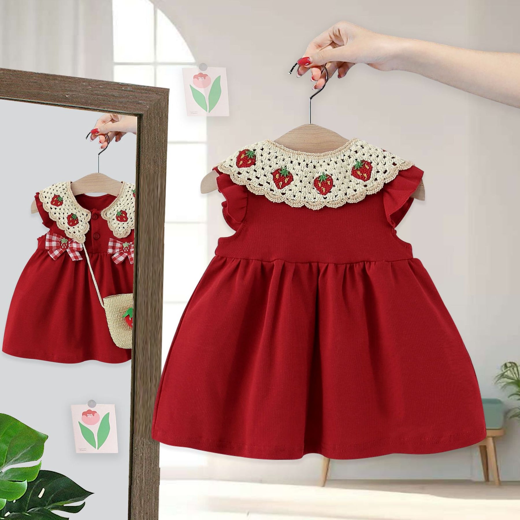 Rochie cu posetuta Elunova Rosu