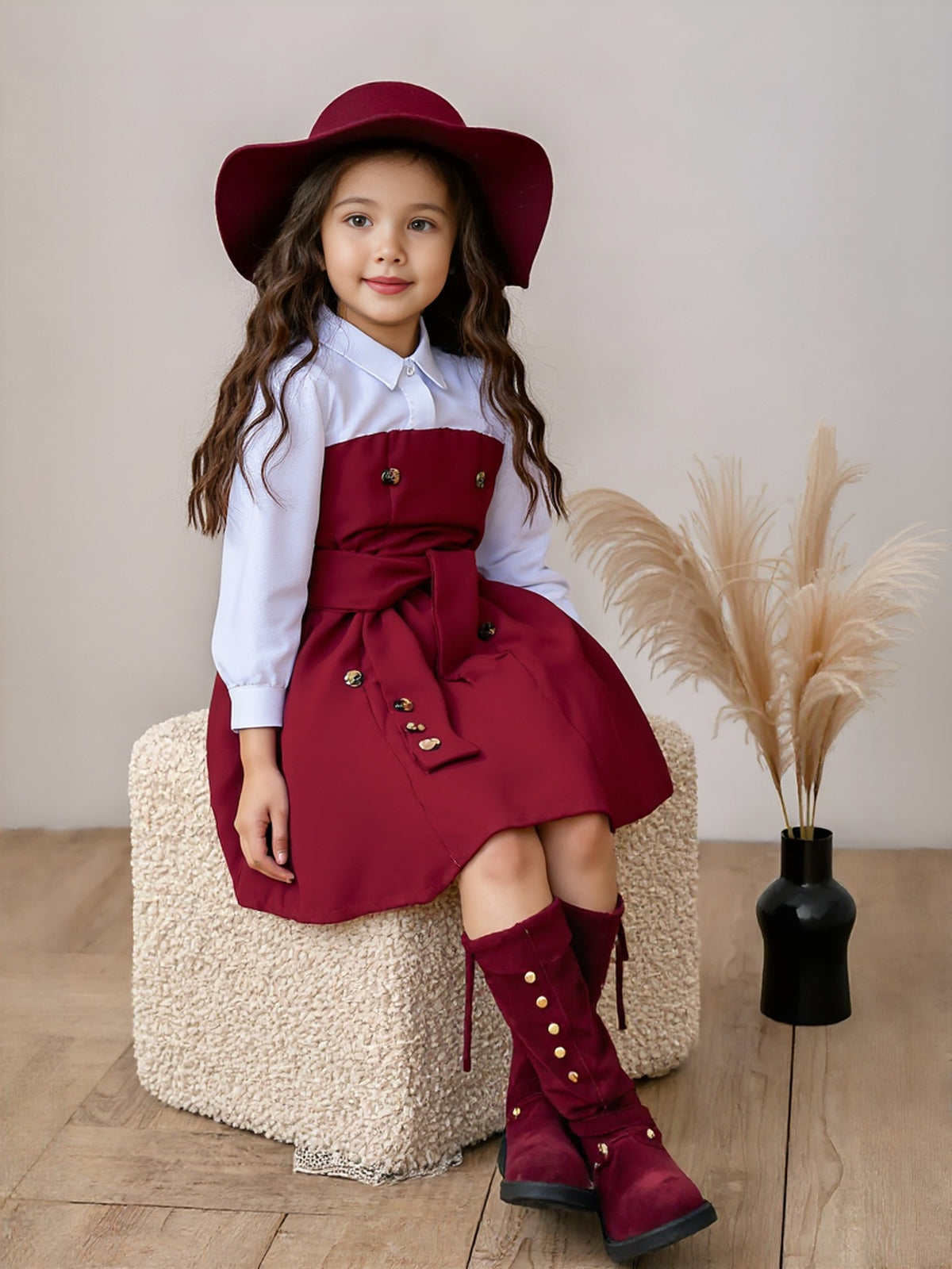 Rochie cu detalii Oldy Visiniu