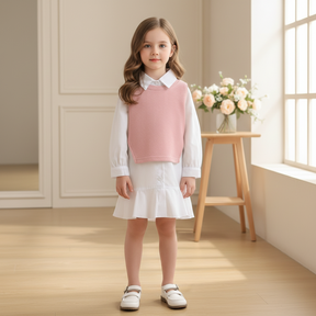 Rochie tip camasa cu vesta Elesy Alb
