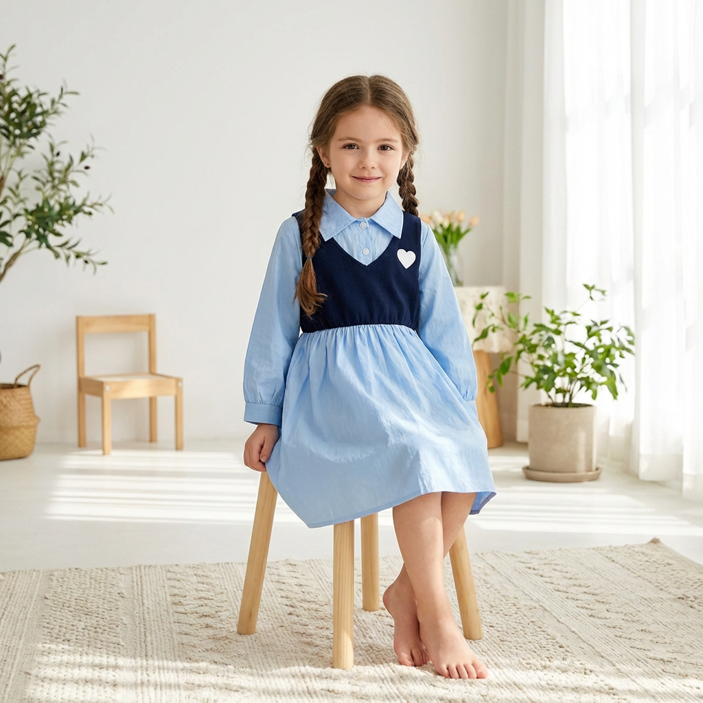 Rochie cu vesta Ederin Albastru