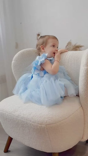 Rochie cu detalii Perusa Albastru
